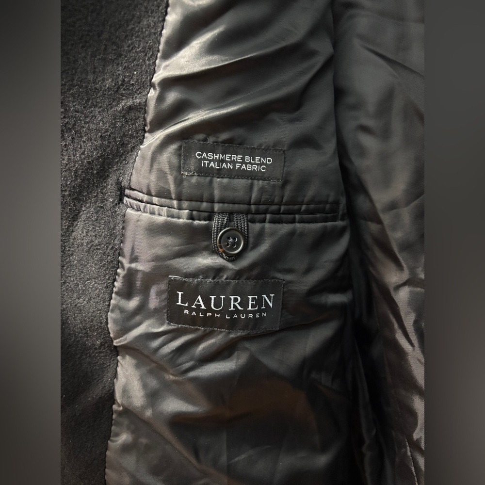 Lauren Ralph Lauren Men's BlackWool/Cashmere Blend Long Dress Coat Size 46R - Picture 5 of 8